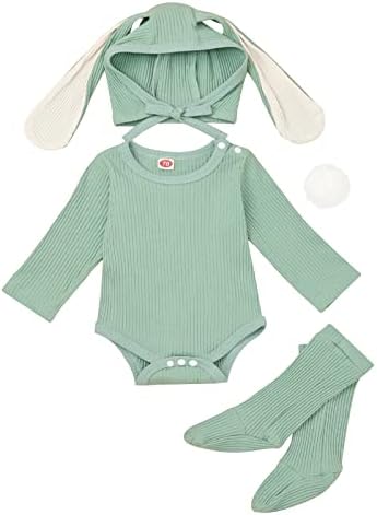 תלבושת פסחא של קפירן מתנות לתינוקות מתנות חמוד יילוד עם כובע אוזן ארנב תלת מימדי וגרביים בגדי ילד תינוקות סט 0-18 חודשים