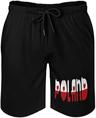 דגל פולין דגל דפוס הדפסים גברים גזעים שחייה מהירה של מכנסי שחייה יבש מהיר של מכנסי לוח שחייה חוף עם כיסים עם כיסים