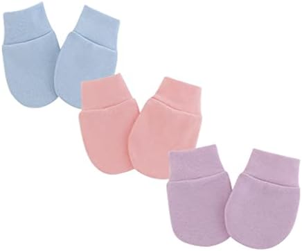 Fasund 3 זוגות יילוד תינוקות כותנה כותנה צבע אחיד ללא שריטה כפפות פעוטות לתינוקות לבנות בנות
