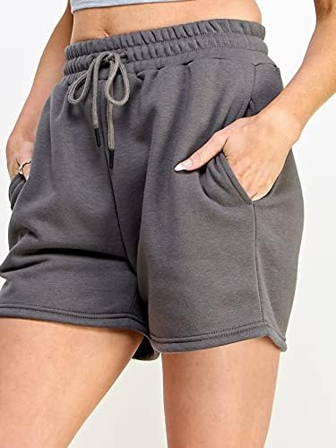 מכנסי זיעה של IUUI נשים קצרות זיעה קז'ואל טרקלין קיץ אתלטי אימון אימון חדר כושר מותן גבוה המותניים עם מכנסיים קצרים בכיס