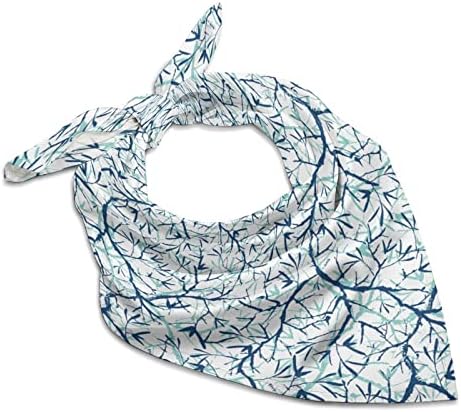 טורקיז כחול סניפים משי-כמו כיכר צעיף בציר הדפסת בנדנות רך פנים מסכת ממחטות בארה ' ב