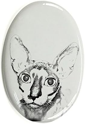 ארט דוג, מ.מ. קורניש רקס, מצבה סגלגלה מאריחי קרמיקה עם תמונה של חתול