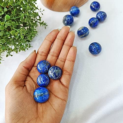 Aashita Creations Natural Lapis Lazuli Mini Sphere Ball, 30 ממ Pocket Mini Crystal Sphere Ball for Reiki Healing 25-30 גרם