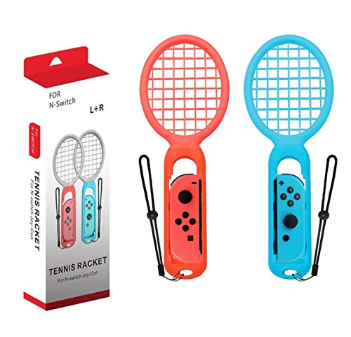 מחבט טניס לבקר מתג Nintendo Joy-Con, מחבט טניס תאום חבילה עם רצועות שורש כף יד מתכווננות למשחק מתג נינטנדו מריו טניס אסי