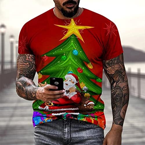 חולצות טריקו של שרוול קצר של Beuu לחג המולד לגברים, חג המולד מצחיק סנטה קלאוס מודפס מפלגה מזדמנת