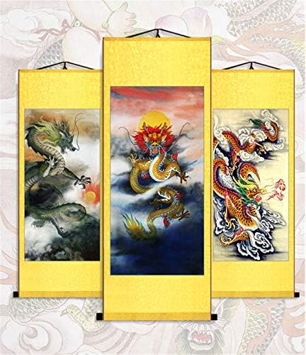 סיני סגנון הדרקון קיר אמנות תליית משי מודפס גלילה ציור