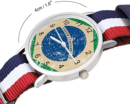 ברזיל רטרו דגל רך ארוג רצועת שעון סגסוגת שעון עם ניילון רצועת יום הולדת מתנות לגברים נשים
