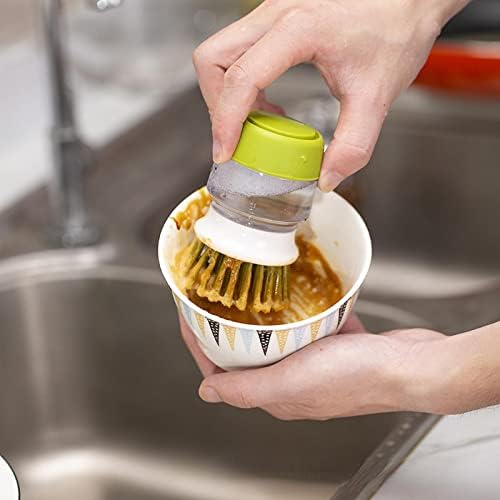 מברשת שטיפת כלים Vnude, מברשת שטיפת כלים עם מתקן סבון, ירוק ואפור, משמשת לניקוי כלי שולחן, קערות, כוסות וצלחות