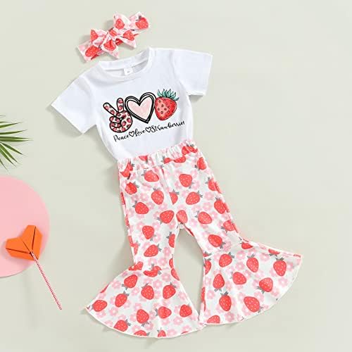 תלבושת קיץ פעוטות תינוקות תות תות הדפס חולצות שרוול קצר