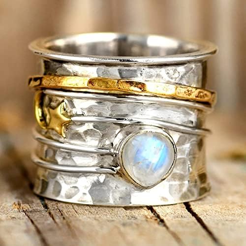 טבעות נשים טבעות אופנה ירח וכוכב טבעת מסתובבת נשות טבעת דיכאון טבעת פס רחב חושפים טבעות אישיות טבעות נישואין